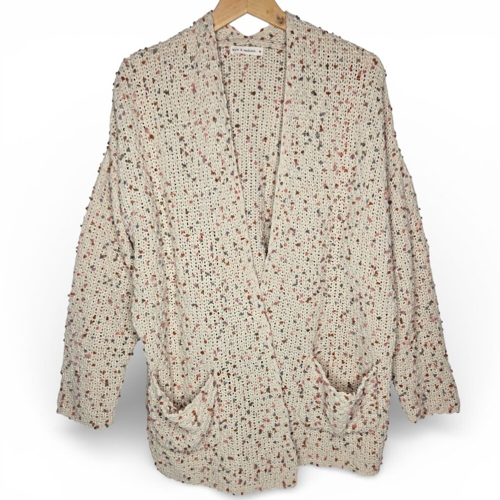 Moon and Madison Anthropologie Confetti Knit Cardigan Women Open Front‎ M